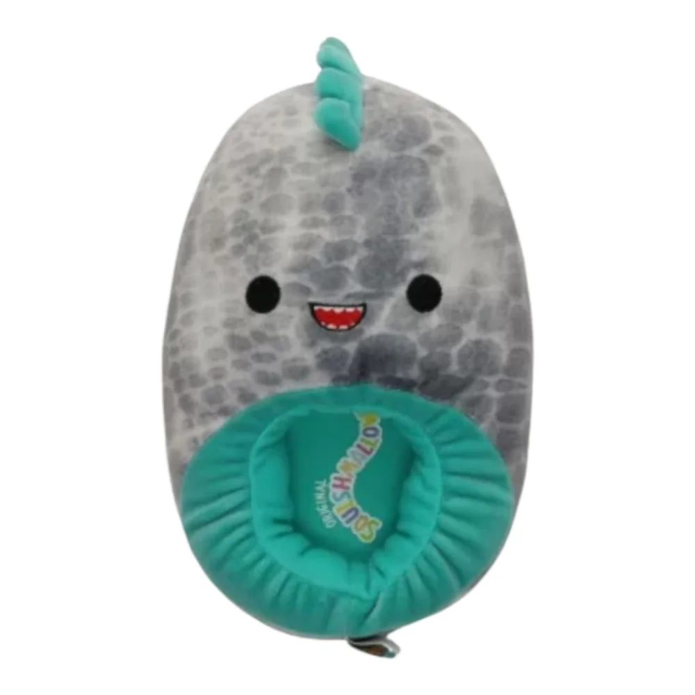 Squishmallow Kids Dinosaur Plush Slippers Gray & Blue‎ NWT Size 4/5 Youth